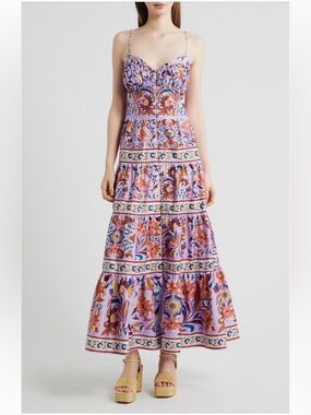 knee length dresses for ladies Off-White Blue Yard Sleeveless Maxi Dress – FARM Rio main image 0